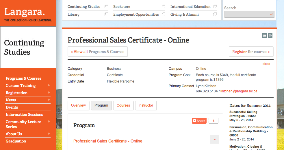Professional Sales Certificate Program