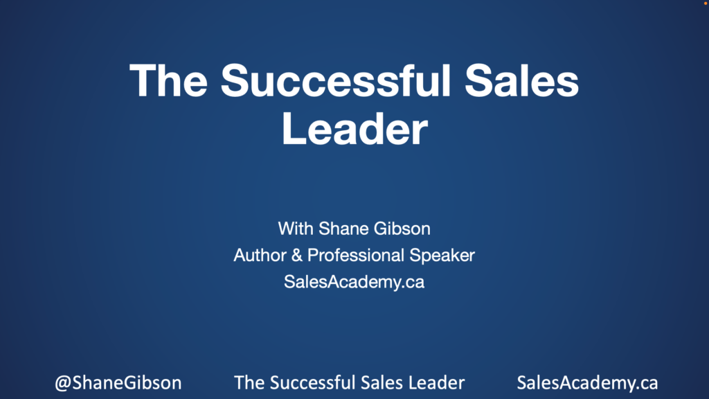 Successful Sales Leader Coaching Program